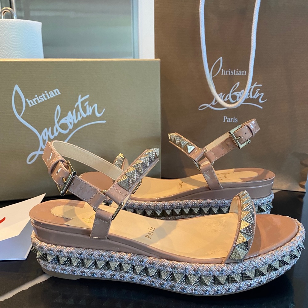 Louboutin Pyraclou 60 Patent After Sun Sandals